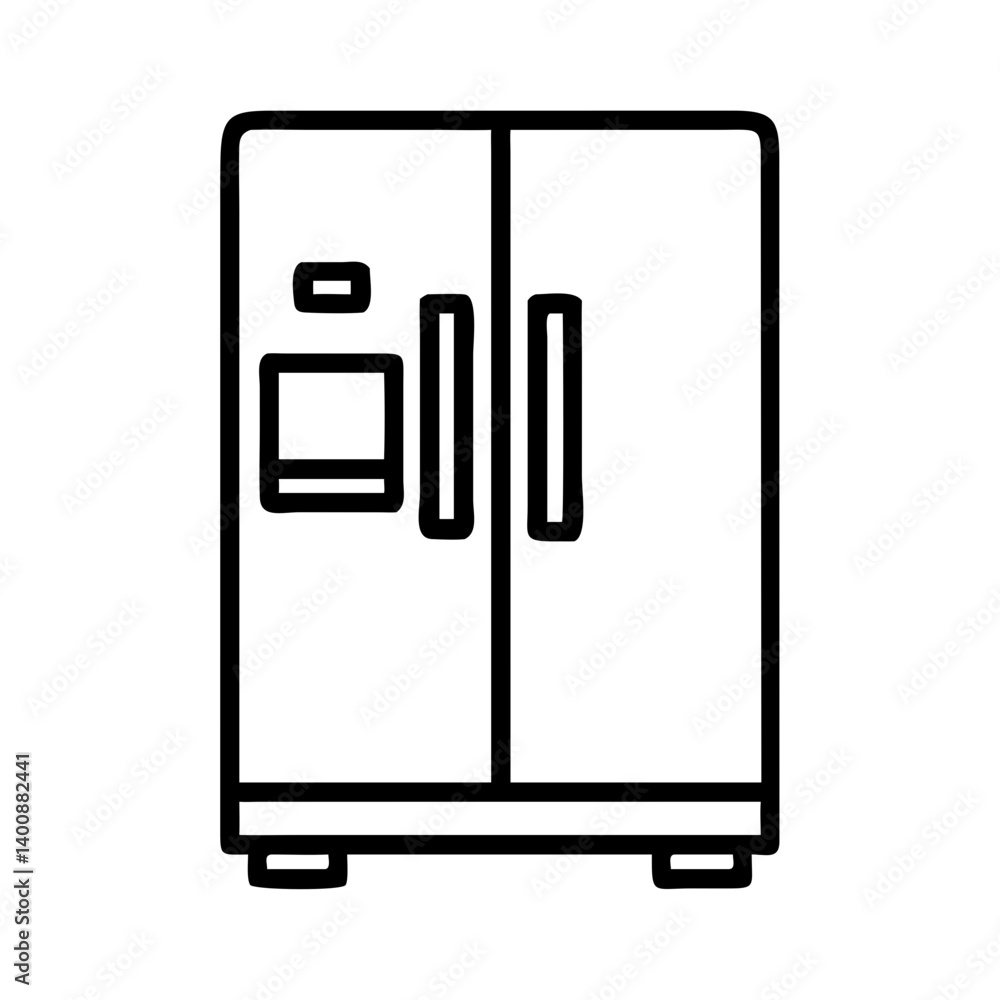 Double Door Refrigerator with Water Dispenser Icon Design Double Door Refrigerator with Water Dispenser Icon Design