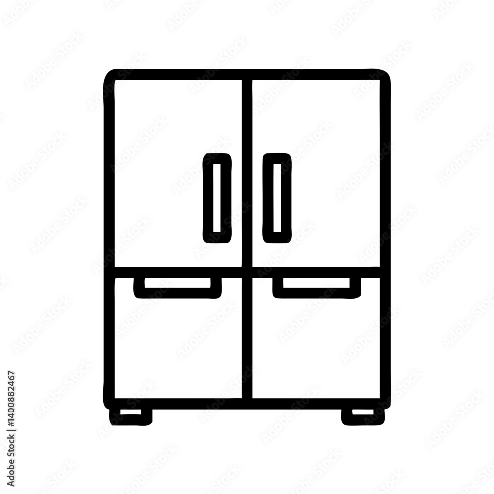 Double Door Refrigerator with Water Dispenser Icon Design Double Door Refrigerator with Water Dispenser Icon Design