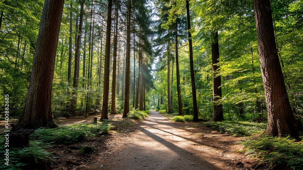 Sunlight path through forest Sunlight path through forest