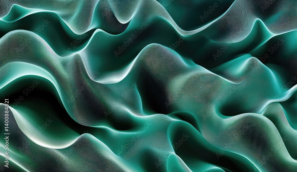 Obraz premium Abstract teal flowing drapes