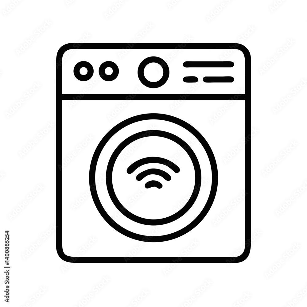 Washing Machine with Wi-Fi Signal Icon Design Washing Machine with Wi-Fi Signal Icon Design