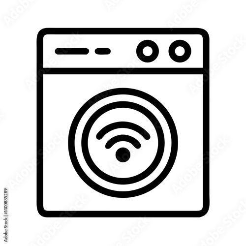 Washing Machine with Wi-Fi Signal Icon Design