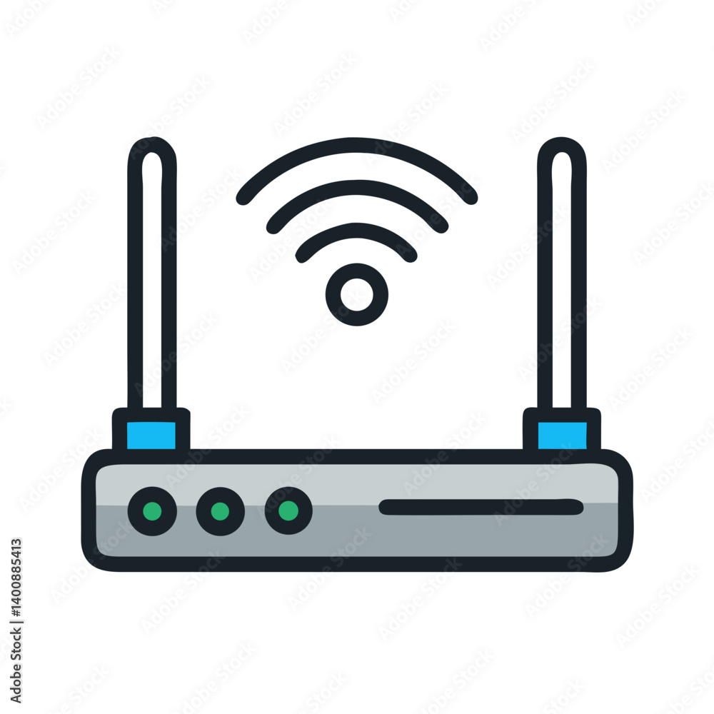 Wi-Fi Router with Dual Antennas Icon Design Wi-Fi Router with Dual Antennas Icon Design