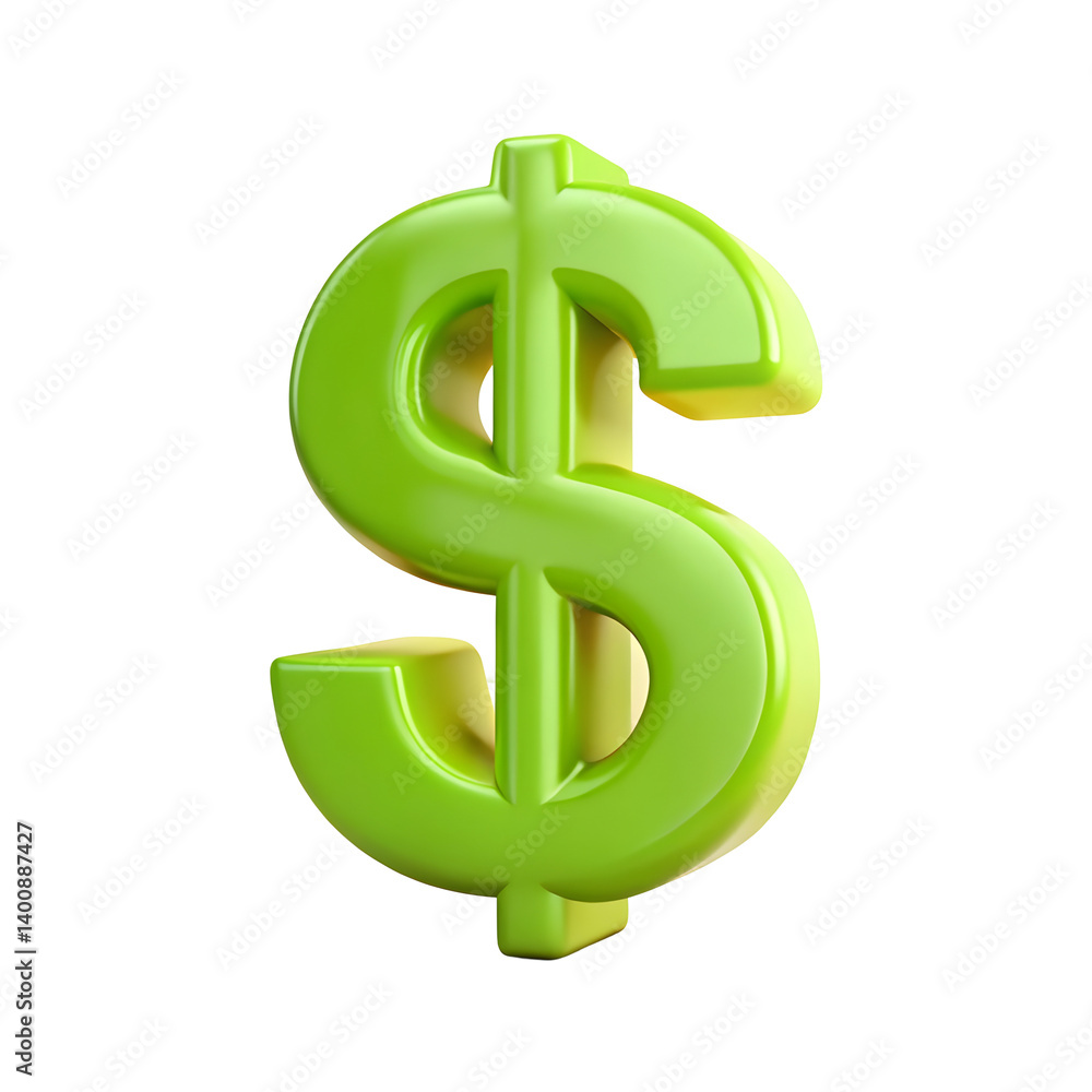 3d dollar sign isolated on transparent background. Cut out 3d dollar sign isolated on transparent background. Cut out