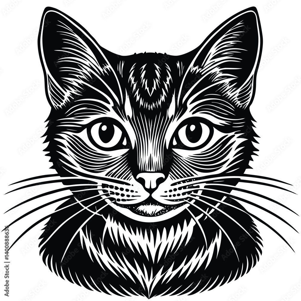 Obraz premium black and white cat vector