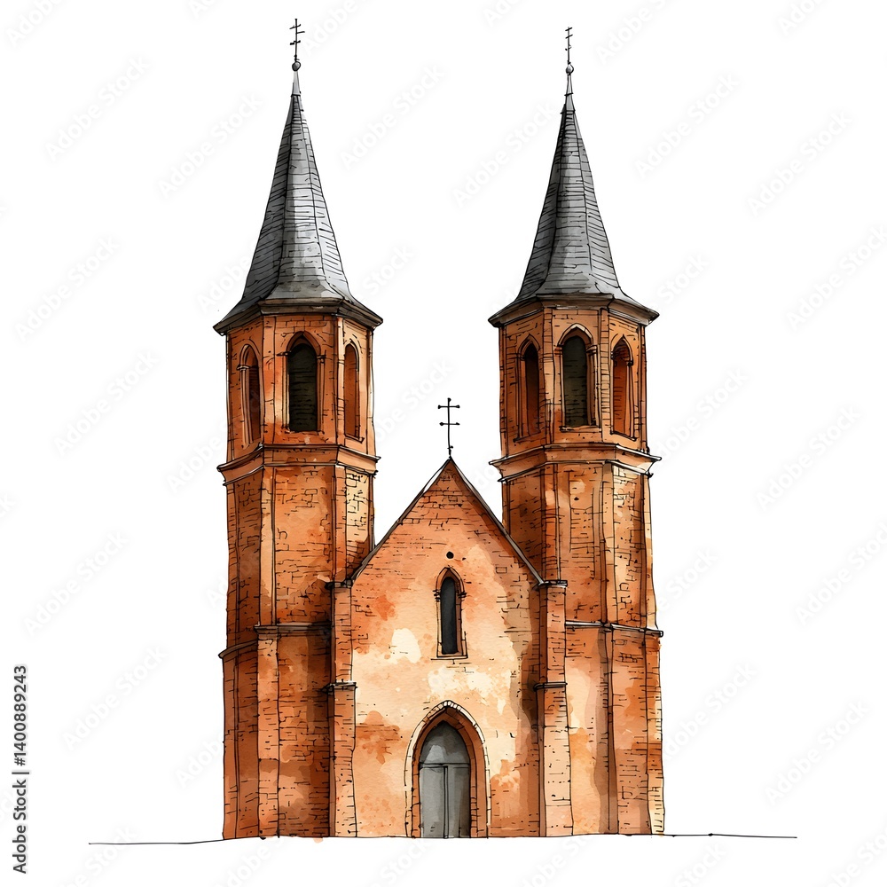 Gothic Church Towers with Ornate Facades Gothic Church Towers with Ornate Facades