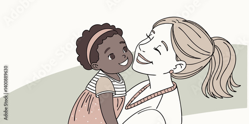Happy young caucasian mother holding cute african american baby girl looking at camera. Diverse mum and ethnic little child daughter posing for single parent with infant kid mixed race family portrait
