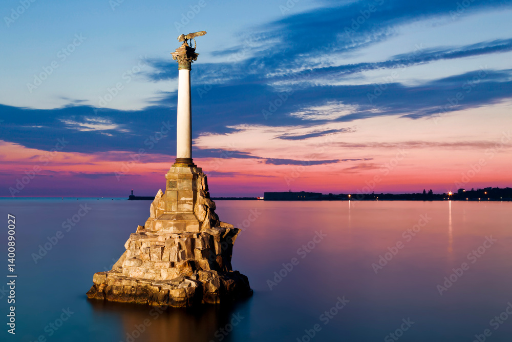 Monument to the ships were sunk during the defense of Sevastopol in the Crimean War to prevent the passage of enemy ships into the bay of the city. Crimea, Sevastopol, Russia
