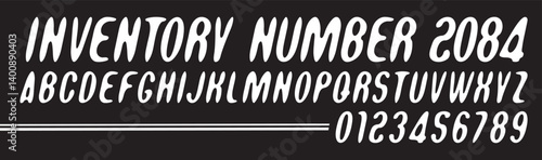 Vector round symmetrical simple cursive italic font. Set of letters and numbers of the Latin alphabet.