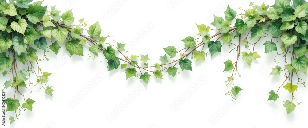 Naklejka premium A watercolor pastel colorful trail hanging of painting ivy leaves or Ivy green with leaf on white background. Clipping path