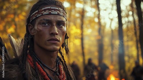 Tecumseh's Last Stand – Shawnee War Chief in Autumn Forest