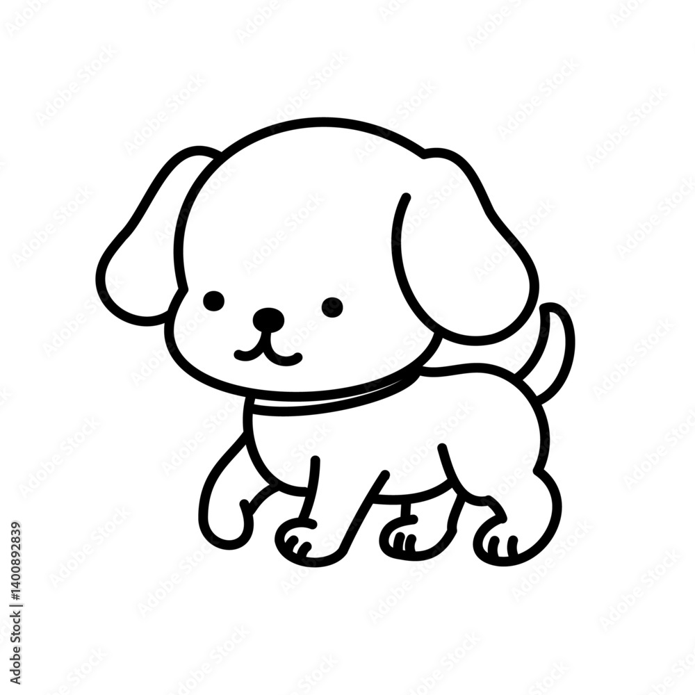 Fototapeta premium walking dog sticker, vector line art, portrait