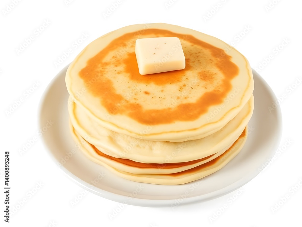 Stack of Plain Golden Pancakes Isolated on White Background – Minimalist Breakfast Food Concept for Packaging, Design, and Advertising Stack of Plain Golden Pancakes Isolated on White Background – Minimalist Breakfast Food Concept for Packaging, Design, and Advertising