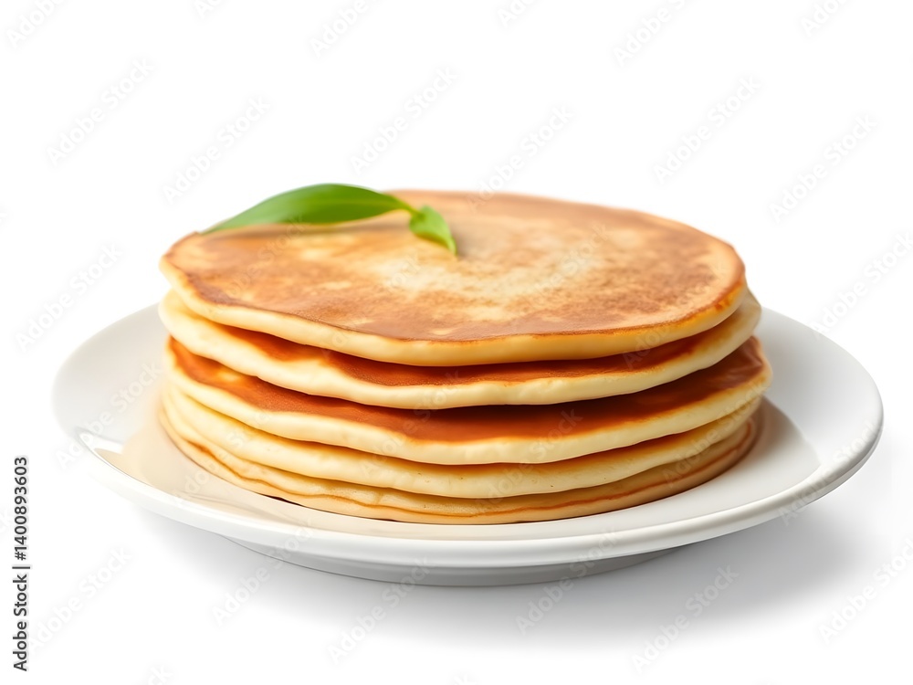 Stack of Plain Golden Pancakes Isolated on White Background – Minimalist Breakfast Food Concept for Packaging, Design, and Advertising Stack of Plain Golden Pancakes Isolated on White Background – Minimalist Breakfast Food Concept for Packaging, Design, and Advertising