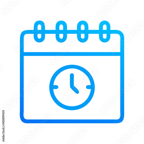 Calendar Page with Clock Time Symbol Icon Design