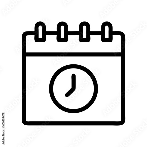 Calendar Page with Clock Time Symbol Icon Design