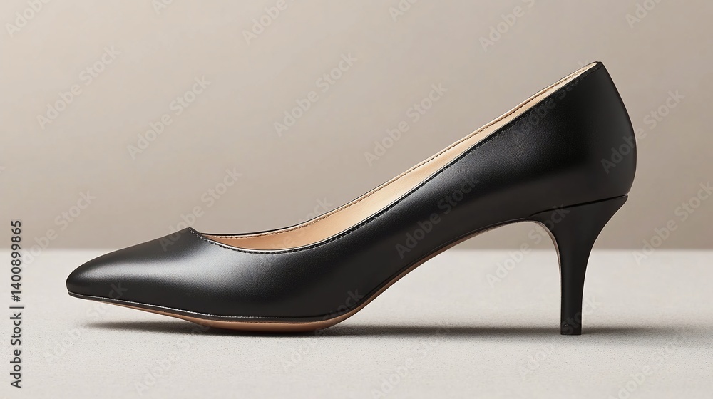 Obraz premium Black leather heeled shoe