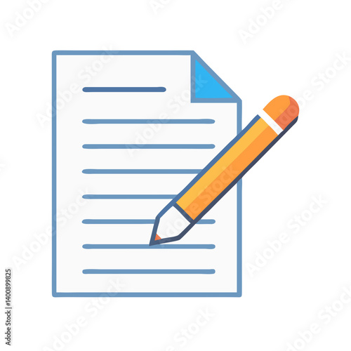 Document Signing with Pencil Illustration Icon Design