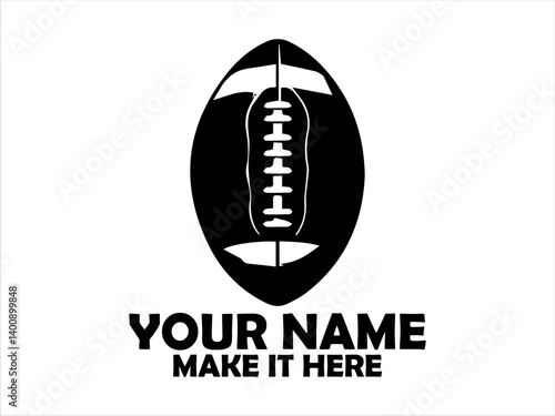 Detailed black and white illustration of an American football with textured surface and laces. Sport concept, American football logo design and American football vector design