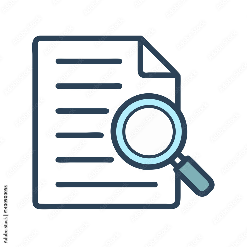 Paper Document with Magnifying Glass Icon Design Paper Document with Magnifying Glass Icon Design