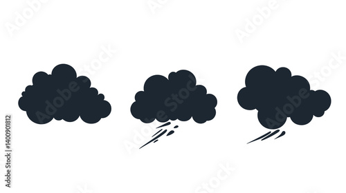 Dark Clouds and Rain Silhouette Illustration