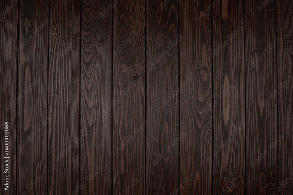 Dark brown wooden planks with natural wood grain texture. Rustic wood background. Flat lay composition with copy space. T Dark brown wooden planks with natural wood grain texture. Rustic wood background. Flat lay composition with copy space. T