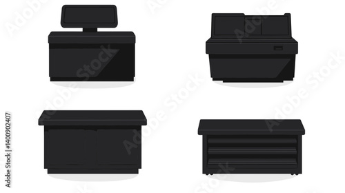 Four Black Minimalist Counters Illustration