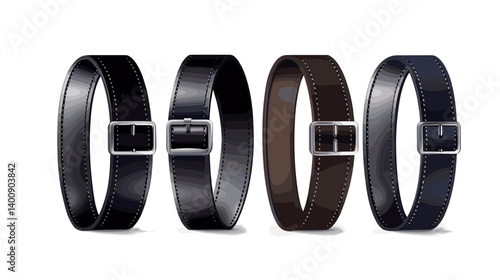 Four Leather Belts in Black and Brown Shades