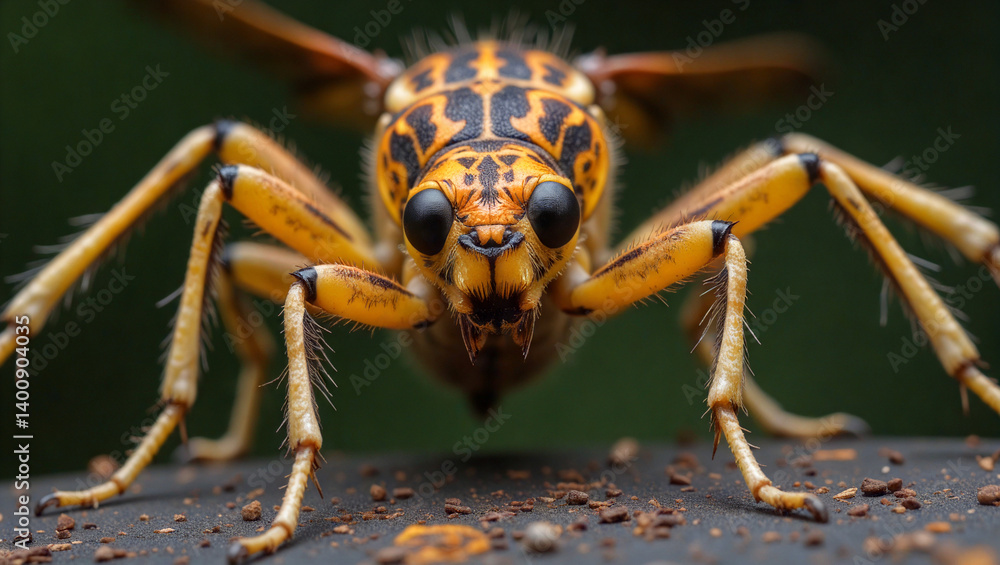 Fototapeta premium Insect close-up observing on a dark surface