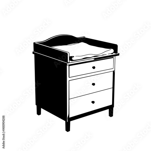 Changing table in minimalistic style black and white design  