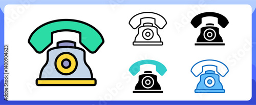 Telephone Icon Customer Support and Service Multi Style Design Vector Concept