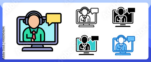 Customer Support and Service Chat Icon Customer Support and Service Multi Style Design Vector Concept