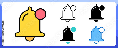 Notification Bell Icon Customer Support and Service Multi Style Design Vector Concept