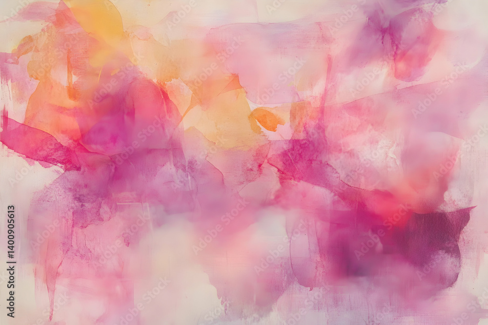 Fototapeta premium Abstract Watercolor Artwork with Soft Pink and Orange Tones Blending Harmoniously