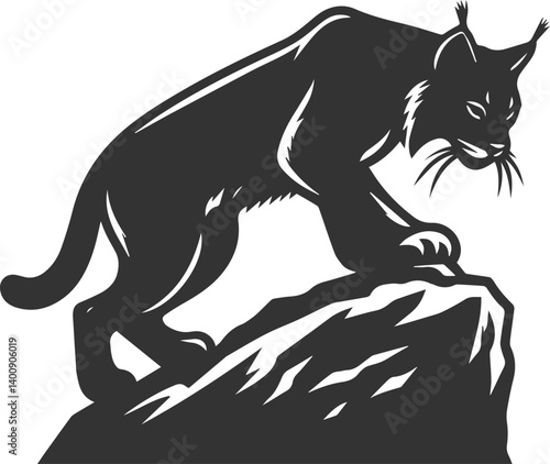 Silhouette of a lynx animal vector
