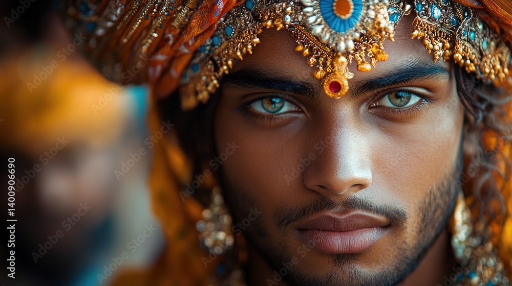 Intriguing portrait of a majestic man adorned in traditional ethnic attire Intriguing portrait of a majestic man adorned in traditional ethnic attire