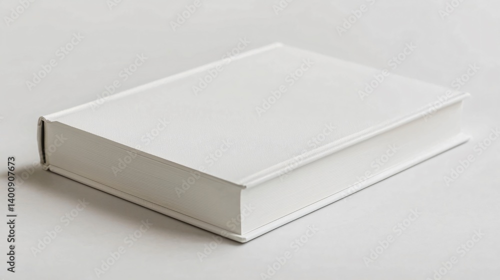 Minimalist white book cover displayed on neutral background for artistic showcase in photography studio emphasizing design and simplicity Minimalist white book cover displayed on neutral background for artistic showcase in photography studio emphasizing design and simplicity