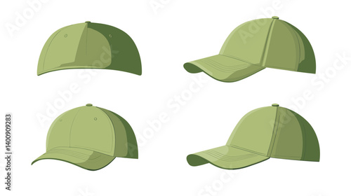 Four Views Of A Green Baseball Cap