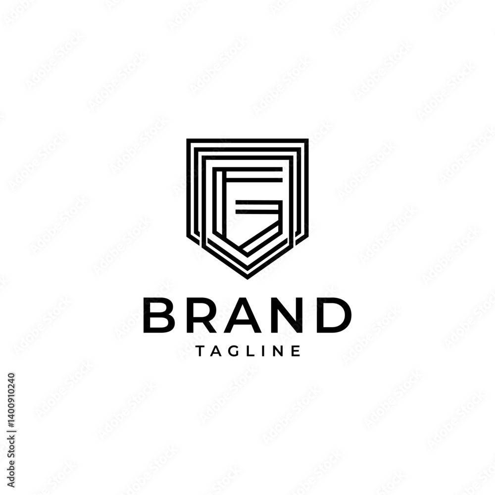 G letter with Shield in Minimalist linear outline style concept G letter with Shield in Minimalist linear outline style concept