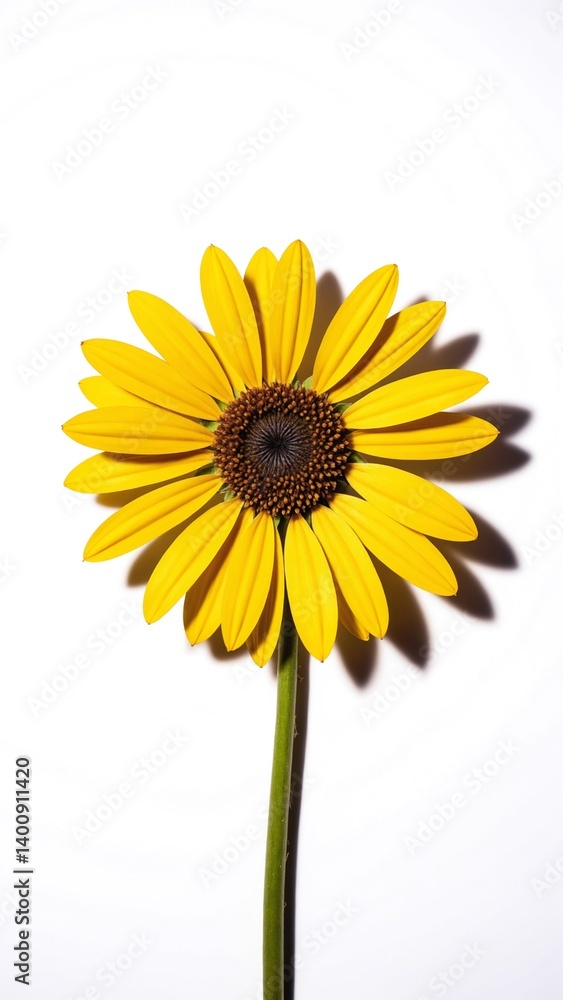 Naklejka premium Close-up of Yellow Daisy Flower on White Background with Shadow 