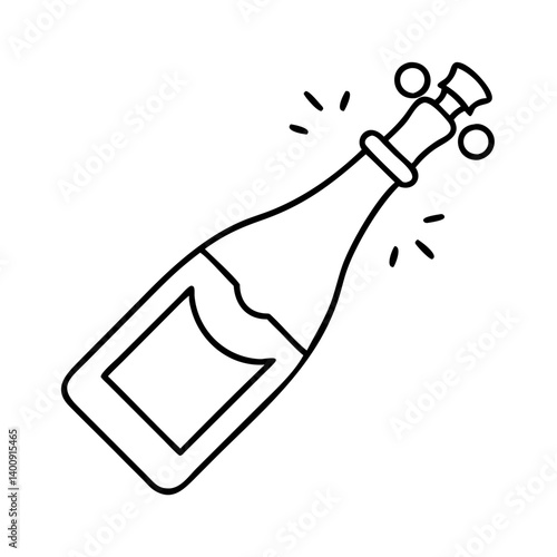 A celebratory champagne bottle popping open with cork flying and sparkling effect a festive drink for special occasions