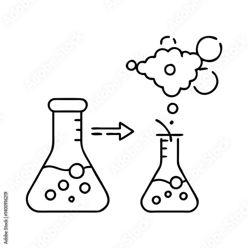 Chemical Reaction in Erlenmeyer Flasks Showing Gas Evolution and Molecular Changes