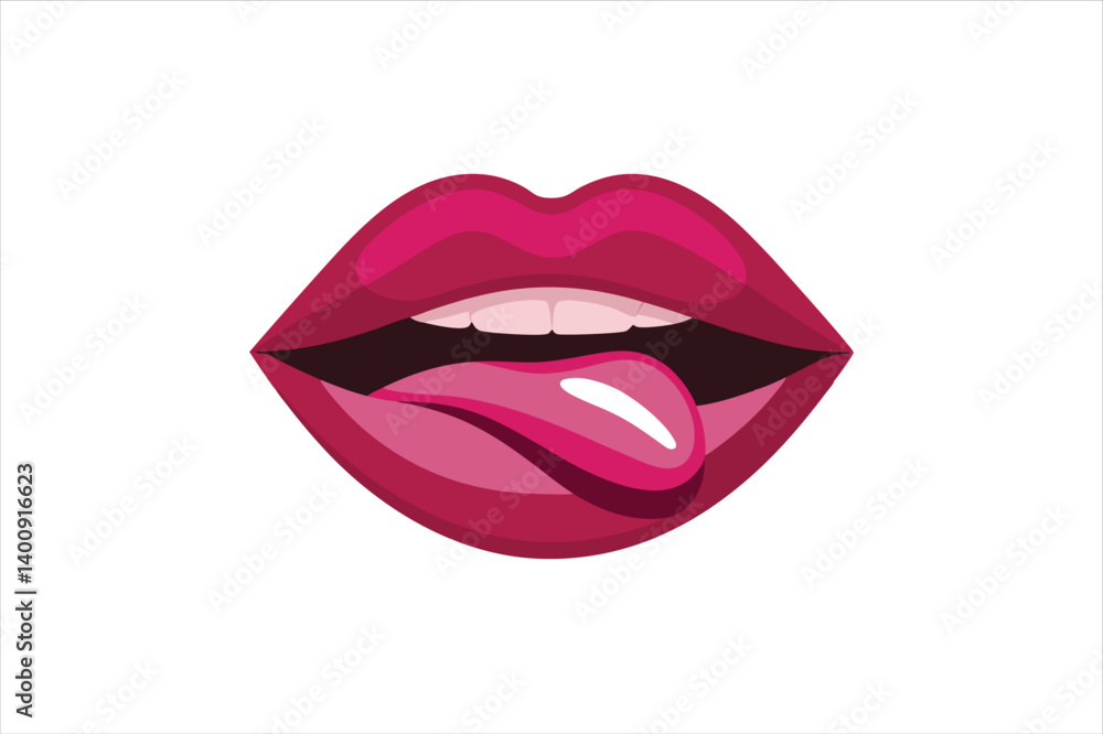 Isolated Dark Pink Lips with Playful Tongue Pose on Transparent PNG Isolated Dark Pink Lips with Playful Tongue Pose on Transparent PNG