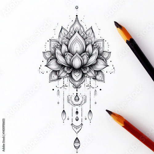 hand drawn vector illustration of an abstract flower