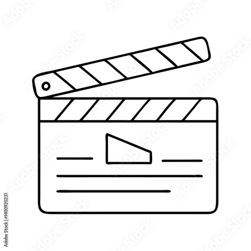 A Simple Line Drawing of a Film Clapperboard Ready for Action