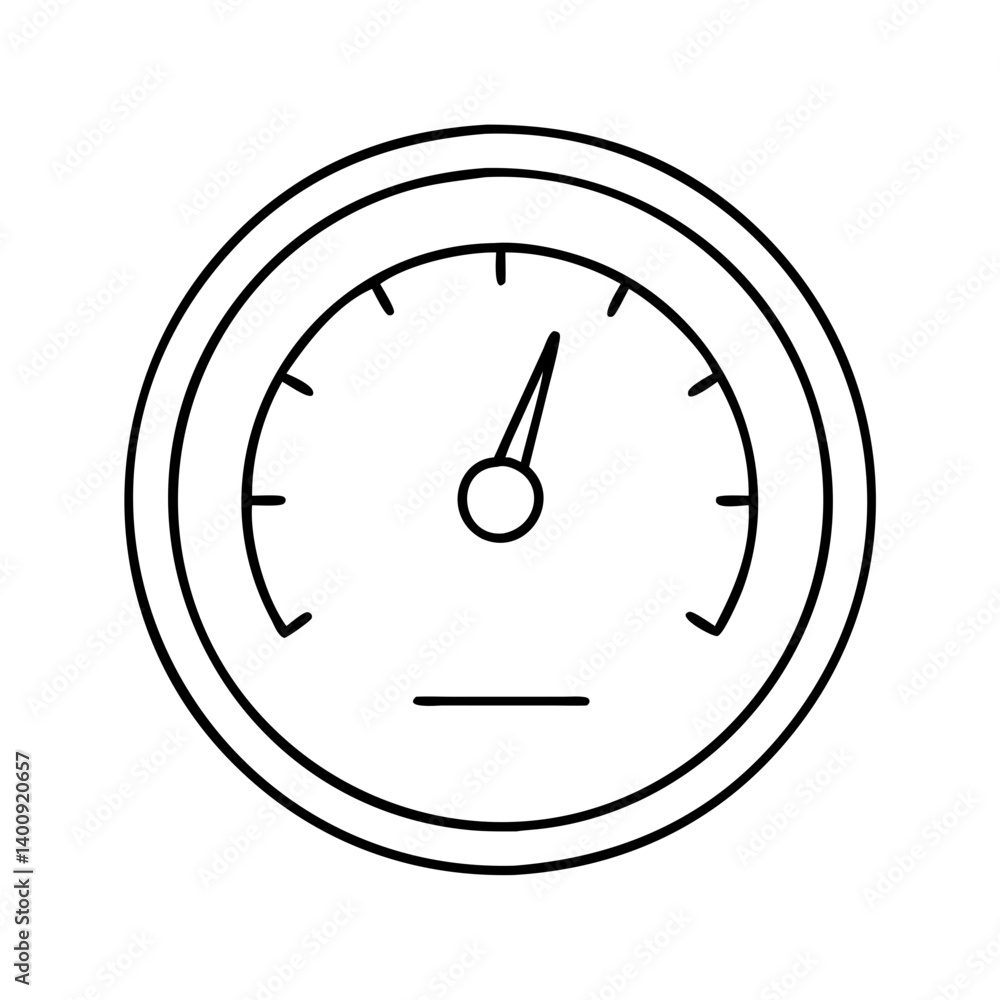 Simple Line Drawing of a Speedometer Gauge Showing Moderate Speed Simple Line Drawing of a Speedometer Gauge Showing Moderate Speed