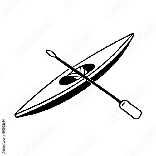 Oar powered kayak vector in river