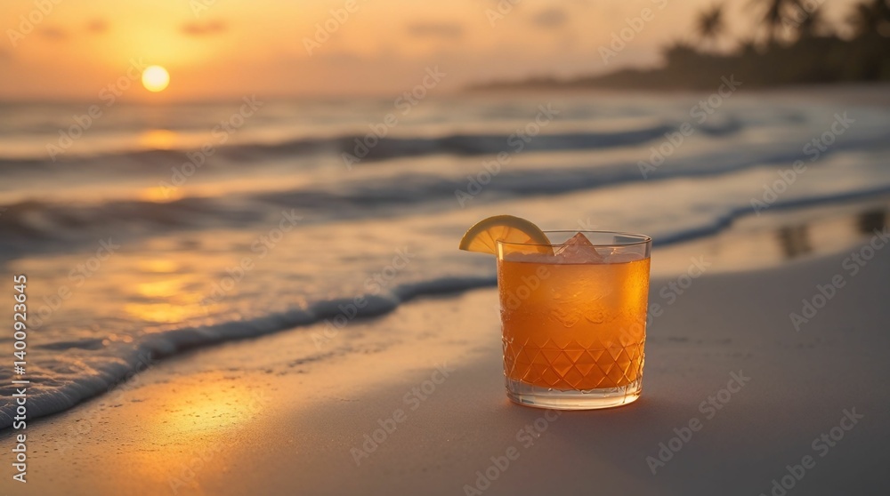 Refreshing Lemon Cocktail by Sunset Shoreline