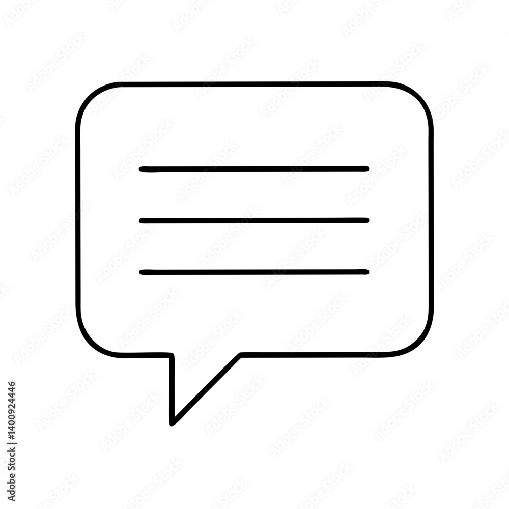 Simple Black and White Text Bubble Graphic Design Element for Communication and Messaging Simple Black and White Text Bubble Graphic Design Element for Communication and Messaging