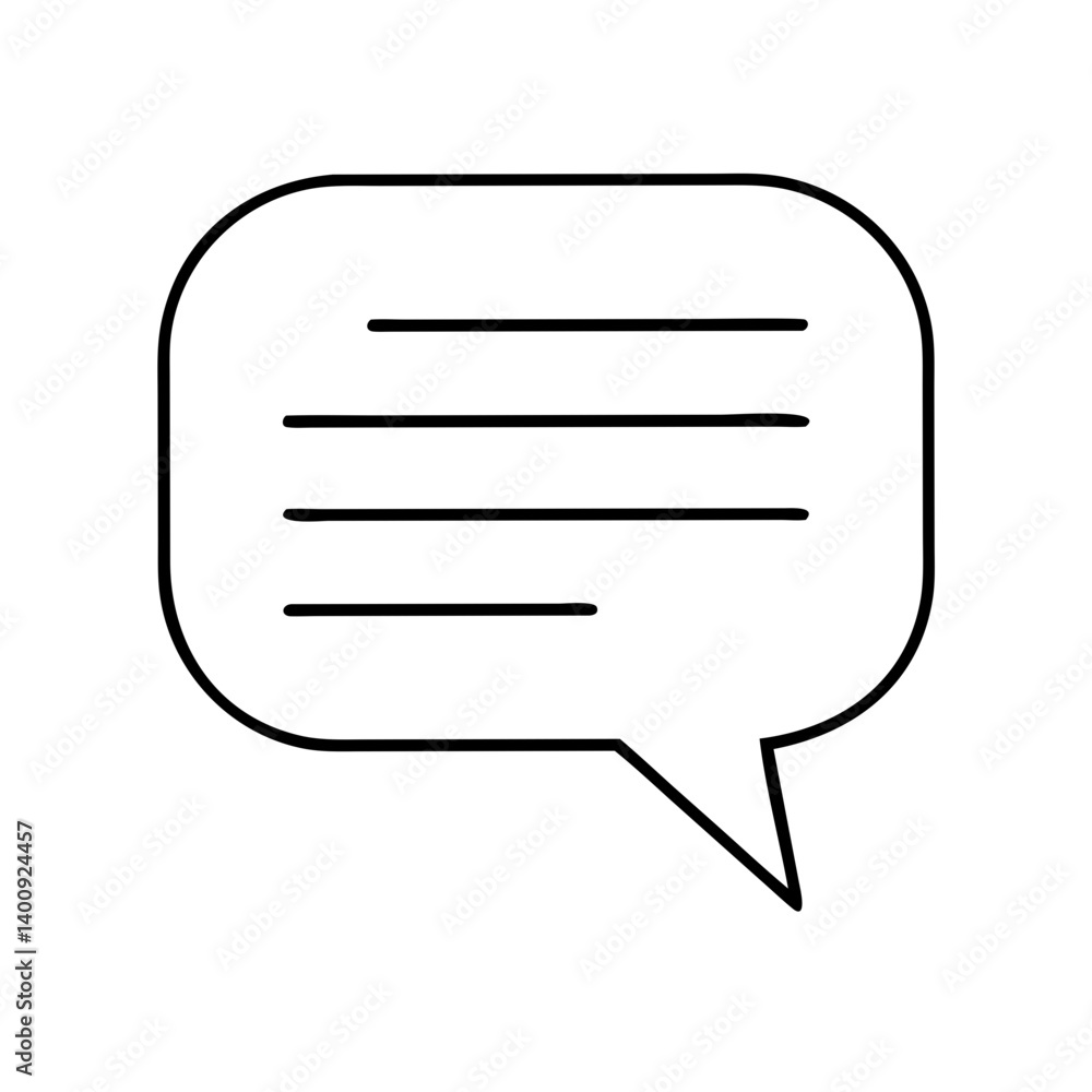 Simple Black Outline Speech Bubble with Text Lines for Communication and Messaging Simple Black Outline Speech Bubble with Text Lines for Communication and Messaging